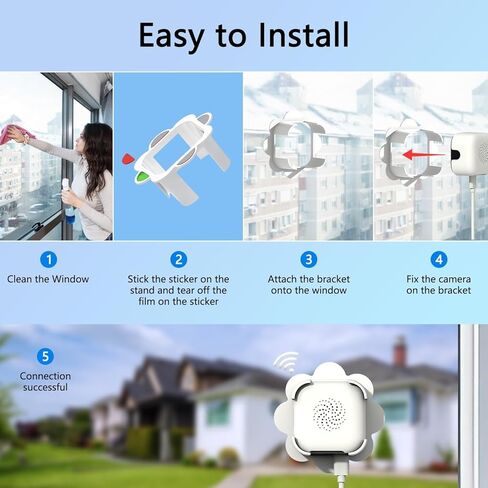 كاميرا نافذة 2.5K، كاميرات أمان للنافذة 5 جيجا هرتز و2.4 جيجا هرتز مع رؤية ليلية ملونة، كاميرا WiFi مع كشف الحركة، تسجيل مستمر، صفارة إنذار، تنبيهات في الوقت الحقيقي، صوت ثنائي الاتجاه (أبيض) in Kuwait