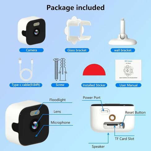كاميرا نافذة 2.5K، كاميرات أمان للنافذة 5 جيجا هرتز و2.4 جيجا هرتز مع رؤية ليلية ملونة، كاميرا WiFi مع كشف الحركة، تسجيل مستمر، صفارة إنذار، تنبيهات في الوقت الحقيقي، صوت ثنائي الاتجاه (أبيض) in Kuwait