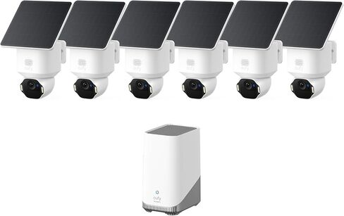 eufy SoloCam E42,6-Cam Kit، كاميرا أمان لاسلكية خارجية بدقة 4K، تعمل بالطاقة الشمسية، تتبع حركة الذكاء الاصطناعي، ضوء ستروب، مقلاة وإمالة، التعرف على الوجه، سعة تصل إلى 16 تيرابايت، متوافق مع المنزل الذكي in Saudi Arabia