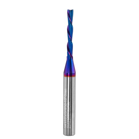 Down Cut Spiral Router Bit 1/4" Shank, CNC Router Bit Solid Carbide End Mill with 1/8" Cutting Diameter, 13/16" Cutting Length for Woodworking, Carving, Engraving, Milling in Saudi Arabia