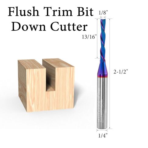 Down Cut Spiral Router Bit 1/4" Shank, CNC Router Bit Solid Carbide End Mill with 1/8" Cutting Diameter, 13/16" Cutting Length for Woodworking, Carving, Engraving, Milling in Saudi Arabia