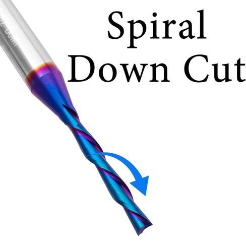 Down Cut Spiral Router Bit 1/4" Shank, CNC Router Bit Solid Carbide End Mill with 1/8" Cutting Diameter, 13/16" Cutting Length for Woodworking, Carving, Engraving, Milling in Saudi Arabia