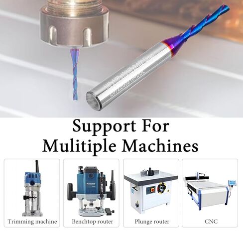 Down Cut Spiral Router Bit 1/4" Shank, CNC Router Bit Solid Carbide End Mill with 1/8" Cutting Diameter, 13/16" Cutting Length for Woodworking, Carving, Engraving, Milling in Saudi Arabia