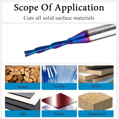 Down Cut Spiral Router Bit 1/4" Shank, CNC Router Bit Solid Carbide End Mill with 1/8" Cutting Diameter, 13/16" Cutting Length for Woodworking, Carving, Engraving, Milling in Saudi Arabia