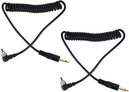 Keenso Fast Response Camera Flash Cable with Reinforced Screw Lock, 2pcs Flash PC Coiled Sync Cord, Suitable for Most Cameras in Saudi Arabia