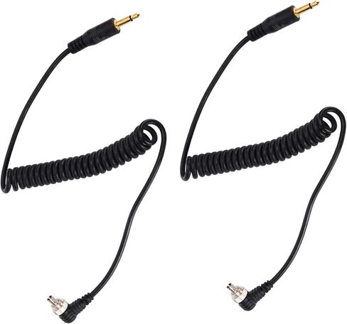 Keenso Fast Response Camera Flash Cable with Reinforced Screw Lock, 2pcs Flash PC Coiled Sync Cord, Suitable for Most Cameras in Saudi Arabia