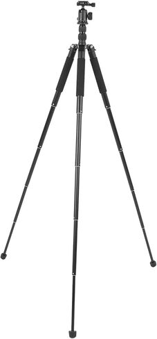 Portable Tripod for SLR and Mirrorless Camera, Aluminum Alloy, 45-150cm Height, Black - Adjustable Ball Head, Foldable Design, Stable Camera Stand for Live Streaming in Kuwait