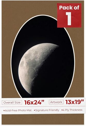 16x24 Mat Bevel Cut for 13x19 Photos - Precut Hunter Green Oval Shaped Photo Mat Board Opening - Acid Free Matte to Protect Your Pictures - Bevel Cut for Family Photos, Pack of 1 Matboard Show Kit in Saudi Arabia