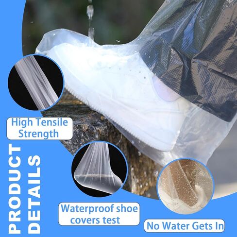 10Pairs Waterproof Shoe Covers, Shoe Covers for Rain, Disposable Plastic Rain Shoe Covers for Men and Women Non-Slip Soles, Slip-On Outdoor Overshoes for, Dog Walking Wet Weather, Commuting(Clear) in Saudi Arabia