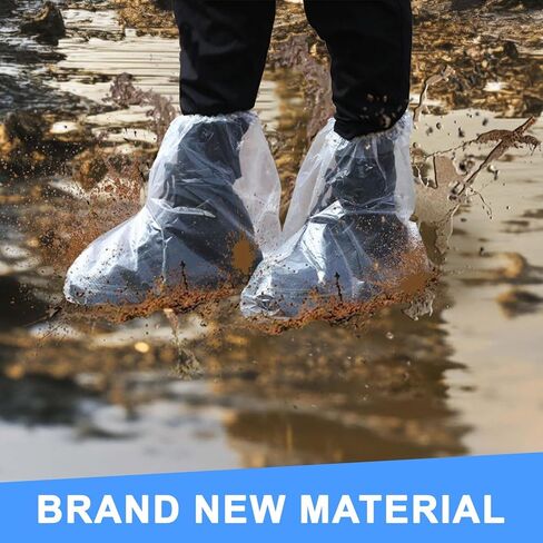 10Pairs Waterproof Shoe Covers, Shoe Covers for Rain, Disposable Plastic Rain Shoe Covers for Men and Women Non-Slip Soles, Slip-On Outdoor Overshoes for, Dog Walking Wet Weather, Commuting(Clear) in Saudi Arabia