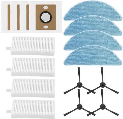 Robot Vacuum Replacement Kit Filters Mop Cloths Dust Bags Side Brushes Compatible with A12 Pro V9 V9 Pro G9 G9 Pro Self Emptying Advanced Filtration (A) in Saudi Arabia
