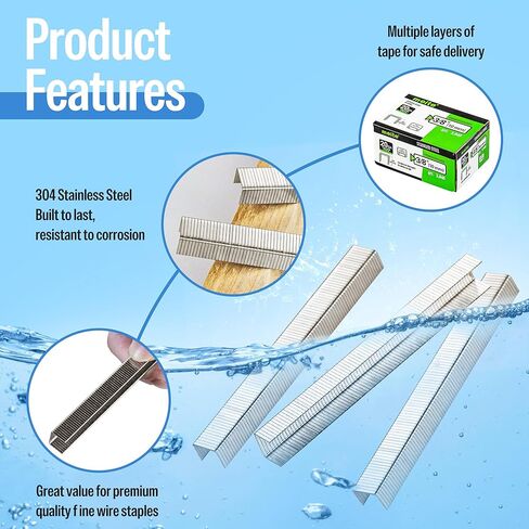 meite 20 Gauge 304 Stainless Steel Upholstery Staples, 1/2-Inch Crown with 3/8-Inch Leg Length, Heavy Duty Staples for Construction, Furniture, Crafts & DIY Projects (1 Box) in Saudi Arabia