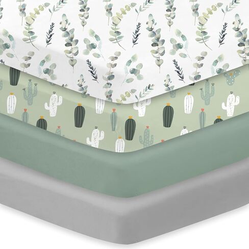 Little Grape Land Crib Sheets 4 Pack for Boys and Girls, Baby Neutral Crib Fitted Sheets for Standard Crib & Toddler Mattress, Super Soft Breathable Fitted Crib Sheet Set, Daliah & Unicorn in Kuwait