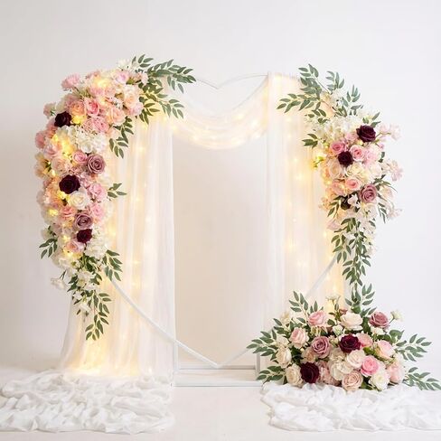6.6 FT Heart Arch Stand, Balloon Arch Stand Kit with Base - Gold Heart Shaped Wedding Arch Frame for Proposal, Valentine‘s Day Backdrop, Birthday, Baby Shower Decor (white) in Saudi Arabia
