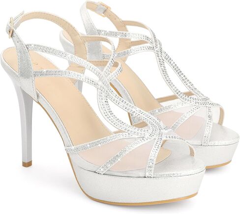 Perphy Strappy Platform Heel Stiletto High Heel Sparkly Rhinestone Sandals Dressy Shoes for Women in Saudi Arabia