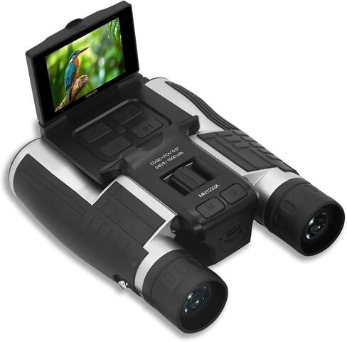 مناظير رقمية Minolta 12x32 - كاميرا فيديو 4K UHD، التقاط صور بدقة 48 ميجابكسل، تكبير رقمي 8X، شاشة IPS مضادة للوهج، بصريات مقاومة للضباب، مدمجة، مثالية لمراقبة الطيور والصيد أثناء السفر + الحزام in Kuwait