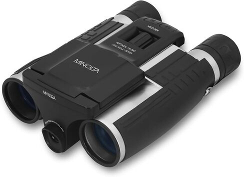 مناظير رقمية Minolta 12x32 - كاميرا فيديو 4K UHD، التقاط صور بدقة 48 ميجابكسل، تكبير رقمي 8X، شاشة IPS مضادة للوهج، بصريات مقاومة للضباب، مدمجة، مثالية لمراقبة الطيور والصيد أثناء السفر + الحزام in Kuwait