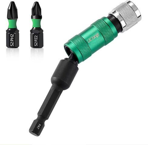 3PCS 90mm Universal Magnetic Pivoting Impact Screwdriver Drill Bit Holder, Mechanical locking And Quick Release Design, 1/4" Hex Shank, With 2 x 25mm PZ2 & PH2 Bit Fit for Swivel Drill Bit Extender in Saudi Arabia