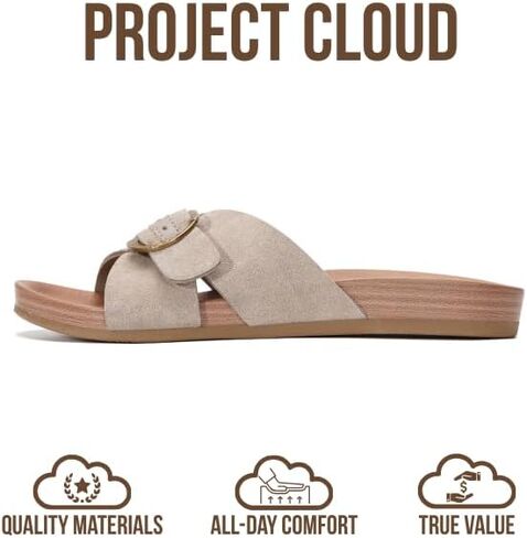 صنادل نسائية من Project Cloud - صنادل بإبزيم قابل للتعديل للنساء 2026 مع نعل داخلي من القطيفة - شرائح خفيفة الوزن وغير قابلة للانزلاق للأحذية النسائية (Beaming,BIRCHSDE,7) in Kuwait