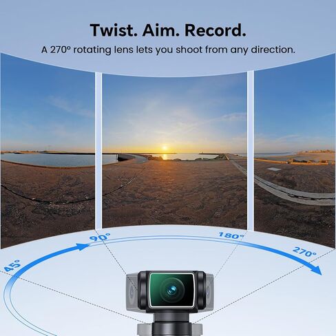 BOBLOV KJ25 1080P Body Cam, 3000mAh with 10-13Hrs Recording and 5K Body Camera with Microphone, W5 Vlogging Camera, 5K/15FPS and 4K/60FPS with 270° Rotating Lens, External Mic Support, Clip/Strap Opti in Saudi Arabia