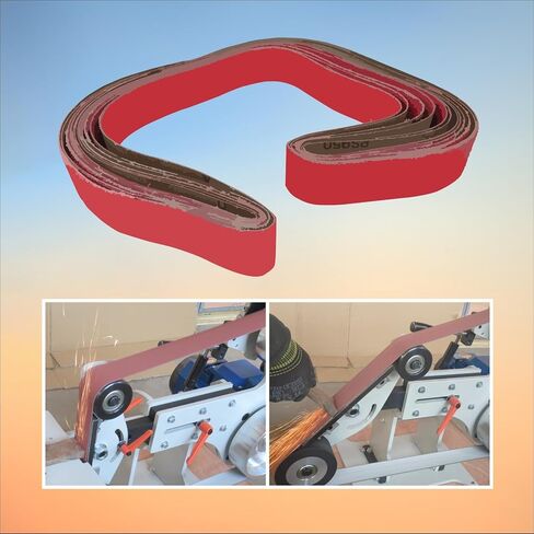 6 عبوات من أحزمة طحن معدنية مقاس 2 × 72 بوصة وأحزمة رمل من السيراميك (36/40/60/80/100/120 حبيبة) أدوات صنفرة حزام متقدمة لحزام طحن المعادن في الأعمال الخشبية، تستخدم للشحذ والصنفرة وصناعة السكاكين in Kuwait