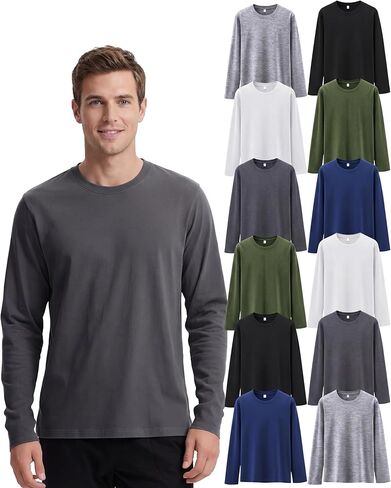 24 Pcs Mens Long Sleeve T-Shirts Bulk Basic Soft Crew Neck Cotton Tees Long Sleeve Shirt Wholesale Donation Homeless in Saudi Arabia
