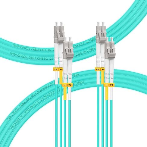 FLYPROFiber- 1M-6Pack OM3 LC to LC Fiber Patch Cable Multimode, MM Fiber Optic Cable, MMF Multi Mode Fiber Jumper Cord, 10Gb/40Gb, Duplex, 50/125um, LSZH, 1M(3ft)-6Pack in Kuwait