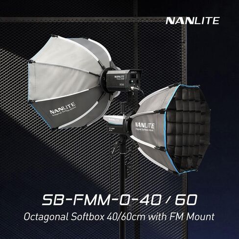 NANLITE SB-FMM-O-40 صندوق إضاءة مثمن مقاس 40 سم لمصابيح LED مثبتة على FM - قضبان سريعة الفتح وشبكة صندوق البيض وحقيبة حمل - مُعدِّل إضاءة ناعم ملفوف لسلسلة Forza/FC/FS in Saudi Arabia