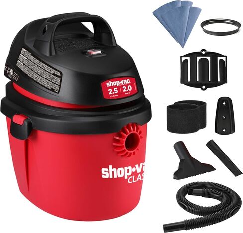 Shop-Vac 2.5 Gallon 2.0 Peak HP Wet/Dry Vacuum, Portable Compact Shop Vacuum with Top Handle, Wall Bracket & Attachments in Saudi Arabia