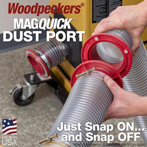 Woodpeckers MagQuick Magnetic Dust Ports – Magnetic Dust Collection Fittings, Machine-Side In-Line Connector for Quick 4" Dust Hose Changes – Made in USA MGQ-BA in Saudi Arabia