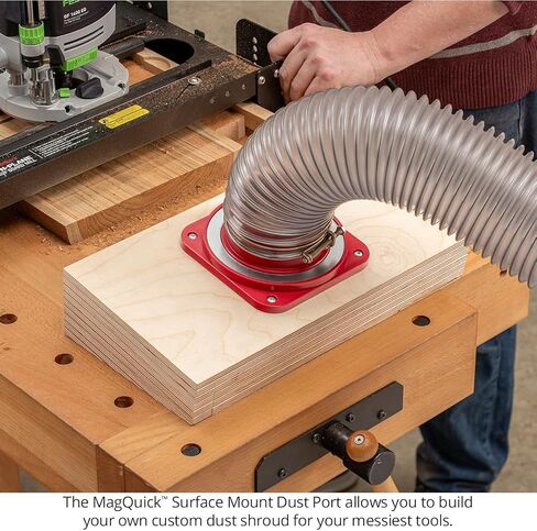 Woodpeckers MagQuick Magnetic Dust Ports – Magnetic Dust Collection Fittings, Machine-Side In-Line Connector for Quick 4" Dust Hose Changes – Made in USA MGQ-BA in Saudi Arabia