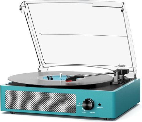 مشغل سجل Cotsoco للفينيل مع 2 مكبرات صوت LP LP Vinyl Players يحركها الحزام القائم على الحزام 3 سرعة 3 سرعة ، تشغيل Bluetooth اللاسلكي ، AUX-IN in Kuwait