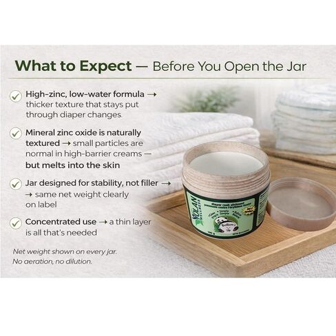 Diaper Rash Cream - Natural Ingredient Ointment for Baby Bottom Sensitive Skin, Soothes, Heals, and Protects With Zinc Oxide Cream - Baby Skin Care in Saudi Arabia