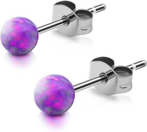 XUU Titanium Opal Stud Earrings,Hypoallergenic 20G Earrings for Sensitive Ears, Multi-Color Options Available,4mm/5mm Stud Jewelry,1 Pair in Saudi Arabia