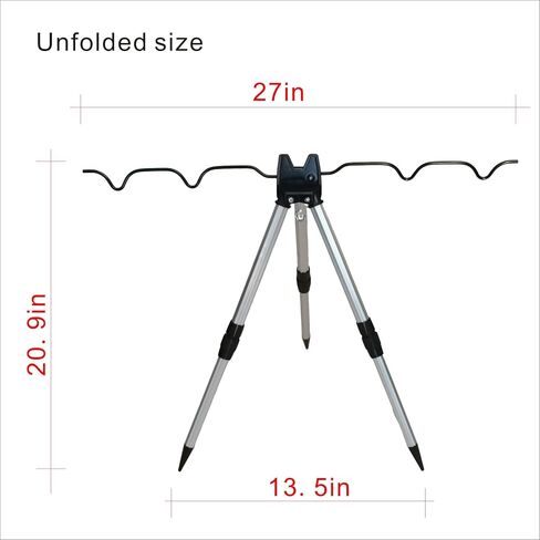 Fishing Rod Holder, Aluminum Alloy Tripod, Ground Bank Mounting, 16-21 Inch Telescopic Legs, Adjustable Height in Saudi Arabia