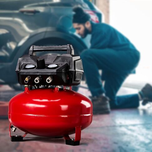 ضاغط هواء بانكيك محمول سعة 6 جالون، 1.5 حصان خالي من الزيت، 150 رطل لكل بوصة مربعة، 3.8 SCFM عند 40 رطل لكل بوصة مربعة، 2.8 SCFM @ 90 رطل لكل بوصة مربعة، 120 فولت لأدوات الهواء والإطارات والجراج والاستخدام الشخصي in Kuwait