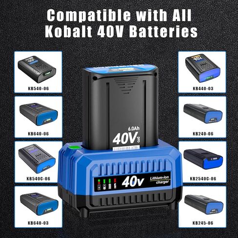 شاحن بطارية DSANKE 40V متوافق مع بطاريات الليثيوم Kobalt 40V Max - استبدال سريع للشاحن لـ KRC 40-06 وKRC 40-08 (ليس لنماذج 80V أو 24V) in Kuwait