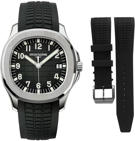 SPECHT&SOHNE 2024 New Products Automatic Mechanical Watch Rubber Strap Miyota 8215 Movt Business Sport Wristwatch Waterproof 42MM Luminous Fashion Casual Clocks Men's Watch (Rose Gold) in Kuwait