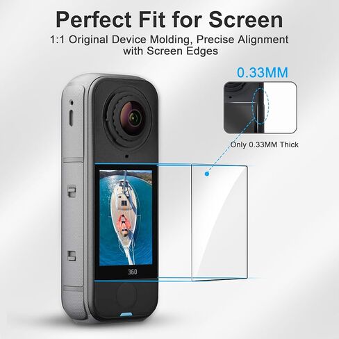 واقي شاشة من الزجاج المقسى من FitSTILL مكون من قطعتين لهاتف Insta 360 X4 Air، زجاج مقسى فائق الدقة 0.3 مم، صلابة 9H مقاومة للخدش ومضادة لبصمات الأصابع وخالية من الفقاعات insta 360x4 مجموعة ملحقات الكاميرا الهوائية in Kuwait