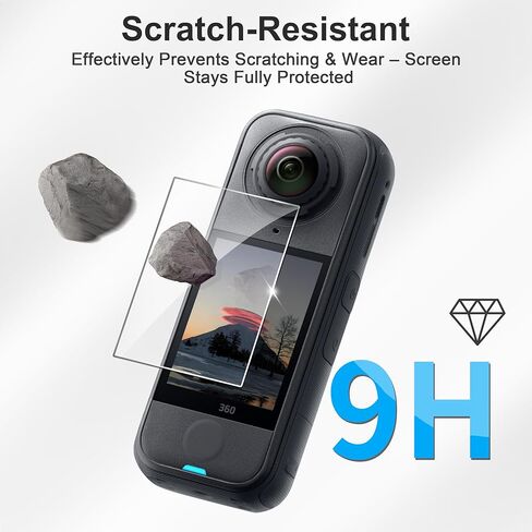 واقي شاشة من الزجاج المقسى من FitSTILL مكون من قطعتين لهاتف Insta 360 X4 Air، زجاج مقسى فائق الدقة 0.3 مم، صلابة 9H مقاومة للخدش ومضادة لبصمات الأصابع وخالية من الفقاعات insta 360x4 مجموعة ملحقات الكاميرا الهوائية in Kuwait