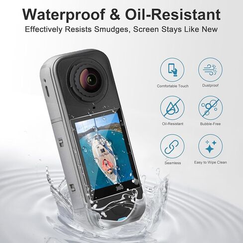 واقي شاشة من الزجاج المقسى من FitSTILL مكون من قطعتين لهاتف Insta 360 X4 Air، زجاج مقسى فائق الدقة 0.3 مم، صلابة 9H مقاومة للخدش ومضادة لبصمات الأصابع وخالية من الفقاعات insta 360x4 مجموعة ملحقات الكاميرا الهوائية in Kuwait