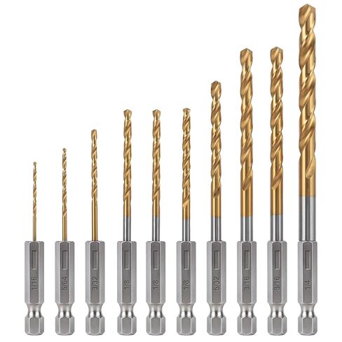 10 Pcs Cobalt Drill Bits Set 1/16"-1/4", Premium HSS, 135 Degree Tip, Jobber Length Twist Drill Bit Set for Hard Metal, Stainless Steel, Cast Iron, Wood and Plastic, with Storage Case in Kuwait