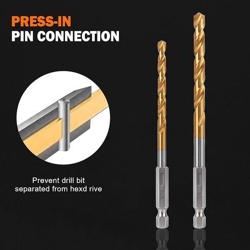 10 Pcs Cobalt Drill Bits Set 1/16"-1/4", Premium HSS, 135 Degree Tip, Jobber Length Twist Drill Bit Set for Hard Metal, Stainless Steel, Cast Iron, Wood and Plastic, with Storage Case in Kuwait