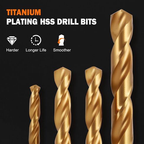 10 Pcs Cobalt Drill Bits Set 1/16"-1/4", Premium HSS, 135 Degree Tip, Jobber Length Twist Drill Bit Set for Hard Metal, Stainless Steel, Cast Iron, Wood and Plastic, with Storage Case in Kuwait