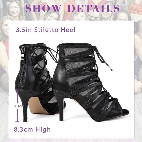 Women’s Mesh Ballroom Dance Practice Sandals with Heels - Ankle Booties with Zip for Party & Prom in Saudi Arabia