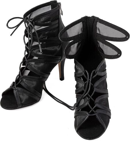 Women’s Mesh Ballroom Dance Practice Sandals with Heels - Ankle Booties with Zip for Party & Prom in Saudi Arabia