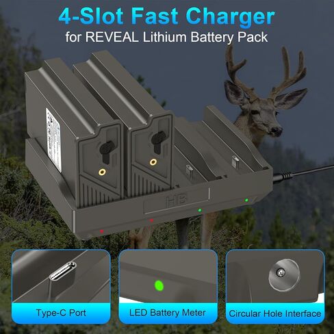 Artman 4 Port Reveal Lithium Cartridge Charger for Reveal Battery Pack, 4-Slot Fast Charging Dock for Ultra, Pro 3.0, X, X Pro, X Gen 2.0, X Gen 3.0, XB, SK Trail Camera, Includes 12V/5A Wall Charger in Saudi Arabia