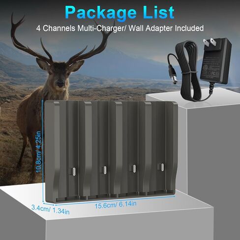 Artman 4 Port Reveal Lithium Cartridge Charger for Reveal Battery Pack, 4-Slot Fast Charging Dock for Ultra, Pro 3.0, X, X Pro, X Gen 2.0, X Gen 3.0, XB, SK Trail Camera, Includes 12V/5A Wall Charger in Saudi Arabia