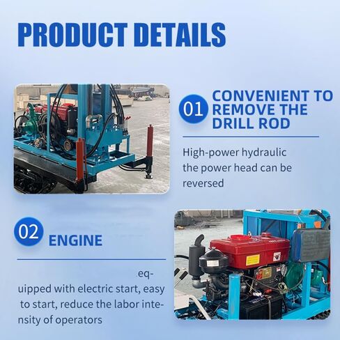 Crawler-Mounted Hydraulic Water Well Drilling Rig, Portable Borehole Drilling Machine with Up to 150M Depth for Residential Water Supply, Agricultural Irrigation & Geothermal Drilling for Remote Sites in Saudi Arabia