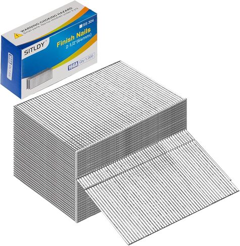 304 Stainless Steel 16 Gauge Straight Finish Nails, 5 Sizes 1000-Pack (1-1/4, 1-1/2", 1-3/4", 2", 2-1/2", 200 Per Size), Assorted Size Project Pack, for Pneumatic, Electric 16GA Finish Nailer in Saudi Arabia